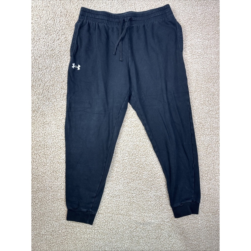 Under Armour UA Rival Fleece Joggers Mens XL Black Tapered Sweatpants‎ 1379867